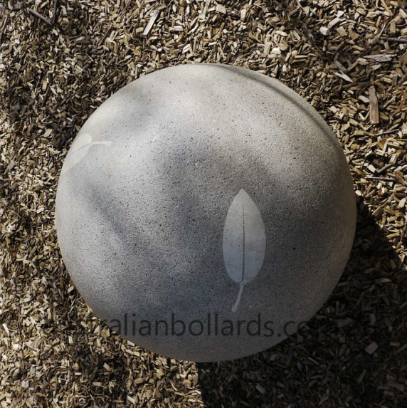 Granite Sphere with Leaf Print